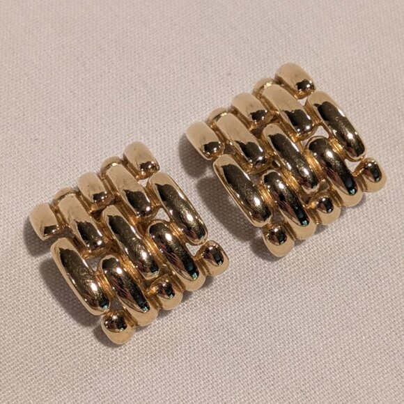 Vintage Givenchy Gold Chunky Clip-On Earrings - Picture 2 of 6